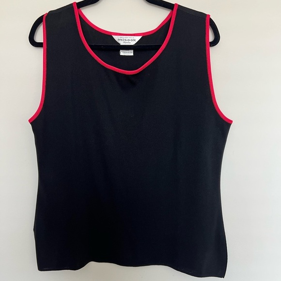 Misook Black and Pink Knit Tank Top Size L - Picture 1 of 3